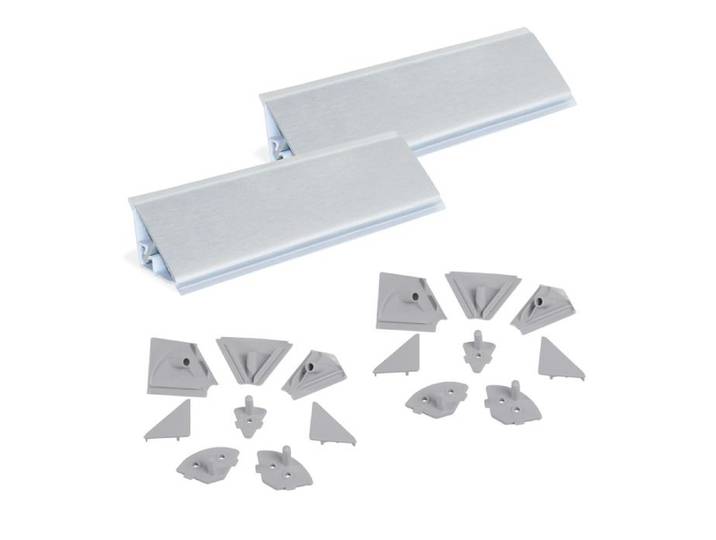 Emuca Lot de 2 profils d'étancheité triangulaires Plasline avec accessoires d'installation 2 profils longueur 2.35m Plastique