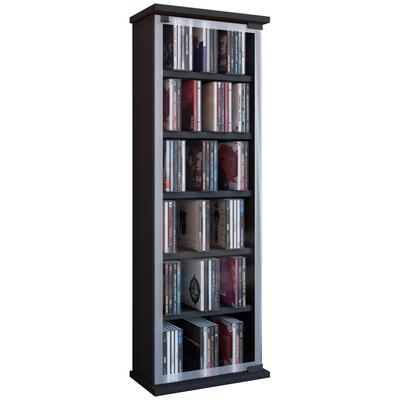 Media-Regal VCM "Holz CD DVD Stand Regal Schrank Classic Glastür", schwarz, B:31cm T:18cm, Regale
