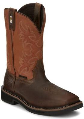 "Justin Original Workboots Actuator 11"" Square Comp Toe - Mens 9 Brown Boot D"