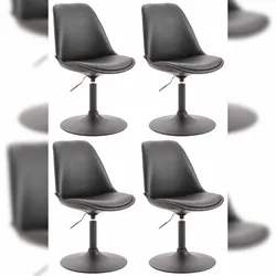 Décoshop26 - Set aus 4 drehbaren Esszimmerstühlen mit verstellbarer Höhe schwarzer Kunststoff mit schwarzen Metall-Trompetenbeinen 10_0001805