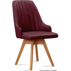 ESSZIMMERSTUHL drehbar (6er-Set) Dotti 52x91x60 Eiche geölt/Marsala