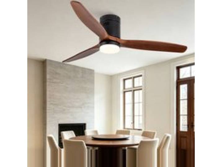 Ventilateur de plafond à LED design intérieur 132cm bois massif tube droit structuré éclairage 3CCT modula VENTILATEUR DE PLAFOND