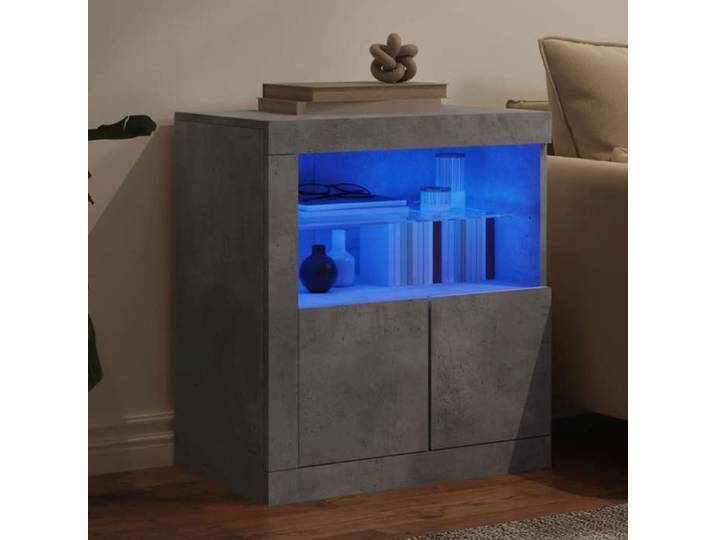 Meuble Rangement - HAOSHOP - Buffet avec lumières LED gris béton 60 5x37x67 cm&01_36145