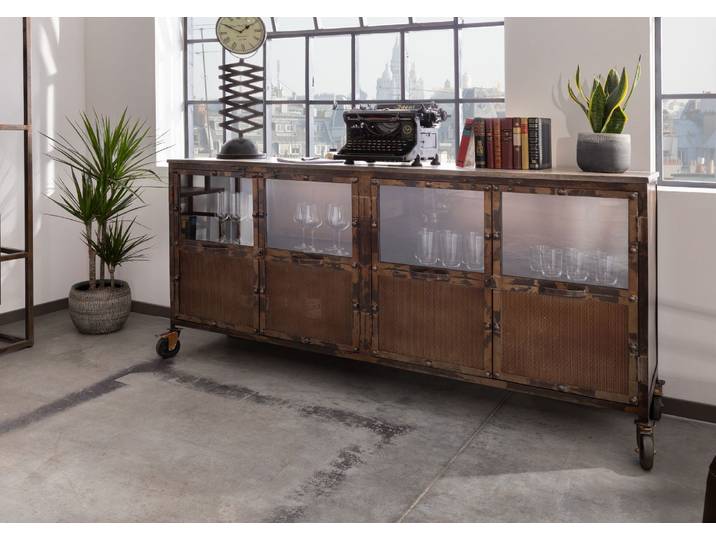 Sideboard Mango 180x40x90 braun lackiert HEAVY INDUSTRY #215