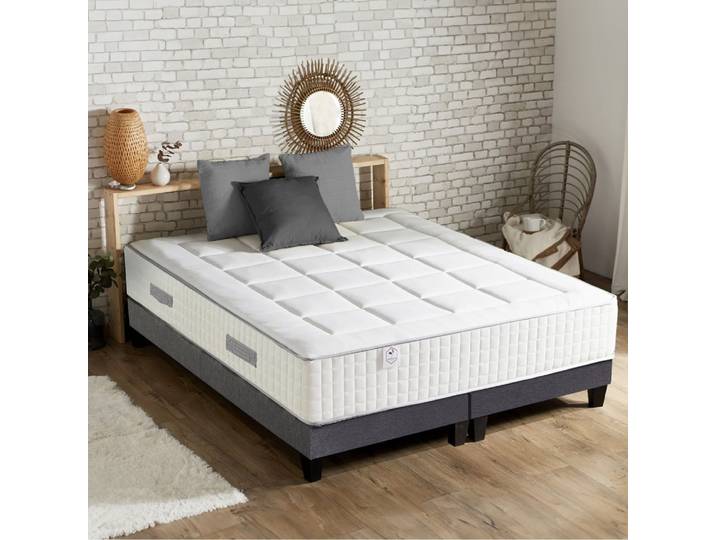 Matelas ressort 7 zones + sommier gris chine palacio 2x90x200