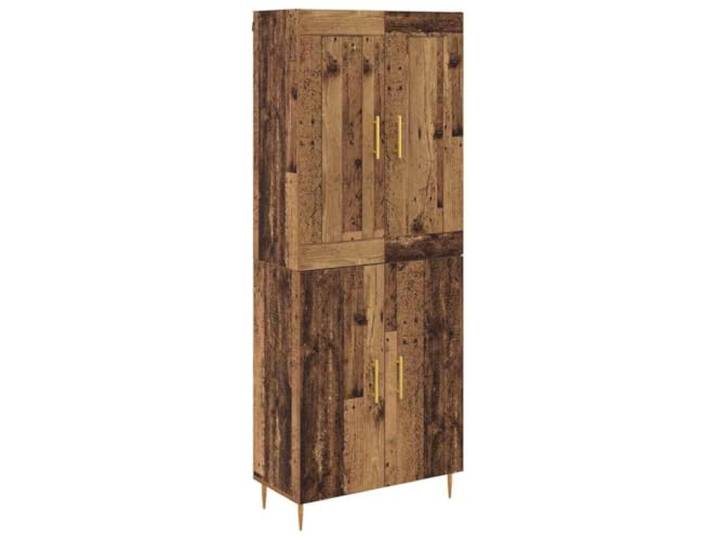 GHVBNMF Highboard Altholz-Optik 69,5x34x180 cm 2-teilig Holzwerkstoff Stilvoller Schrank in Altholz-Optik mit goldenen Griffen und 4 Türen für Wohnzimmer, Esszimmer oder Flur.