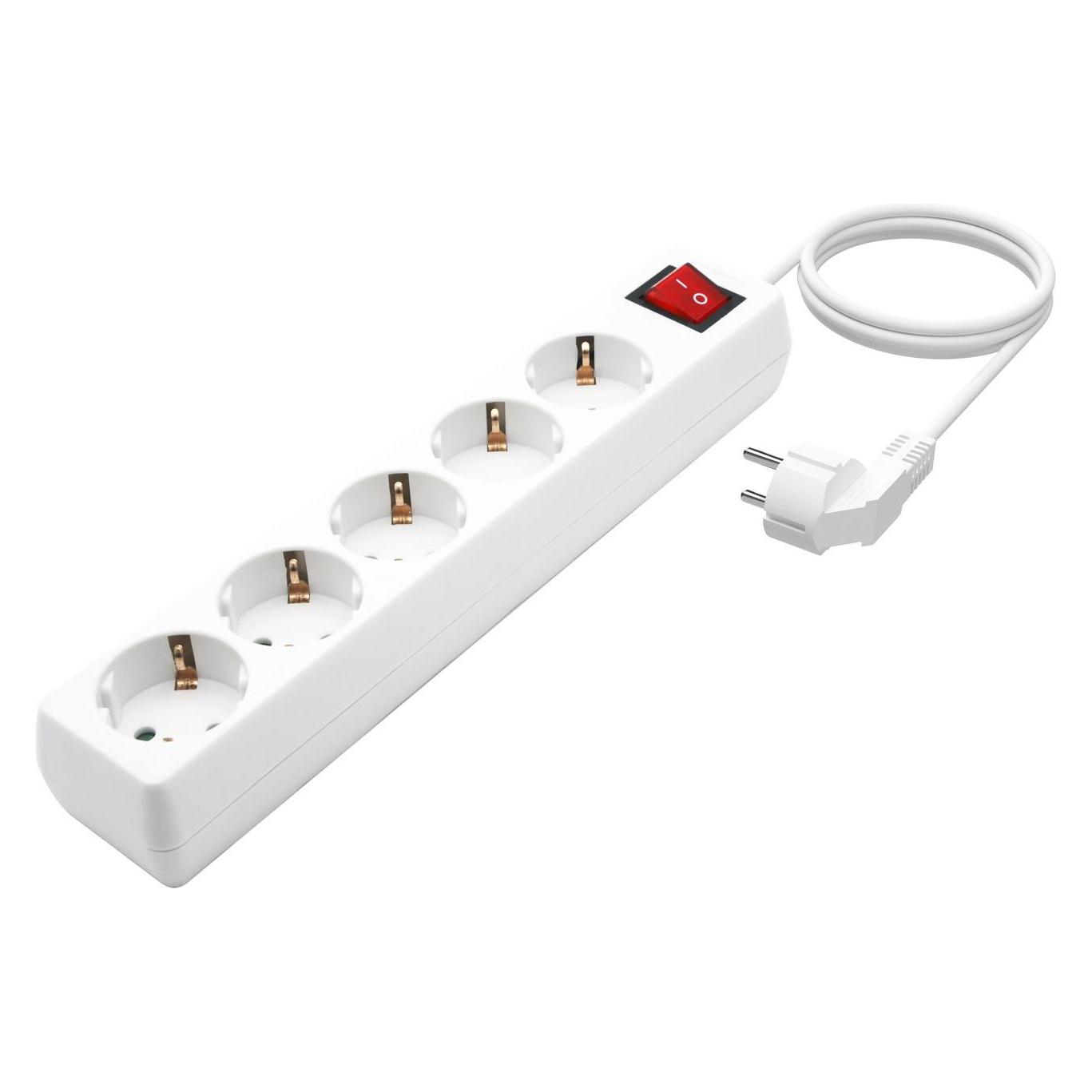 Aisens BASE MULTIPLE 5 TOMAS INTERRUPTOR CABLE 3x1.5MM2 1.4M (5x, CEE 7/4, 1.40 m) (A154-0651)
