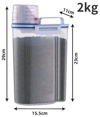 Uplift Essentials Pet Food Storage Container With Measuring Cup And Airtight Seal 2kg White