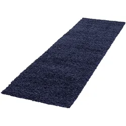 Hochflorteppich RHEIN, einfarbig, Marineblau, 80 x 250 cm