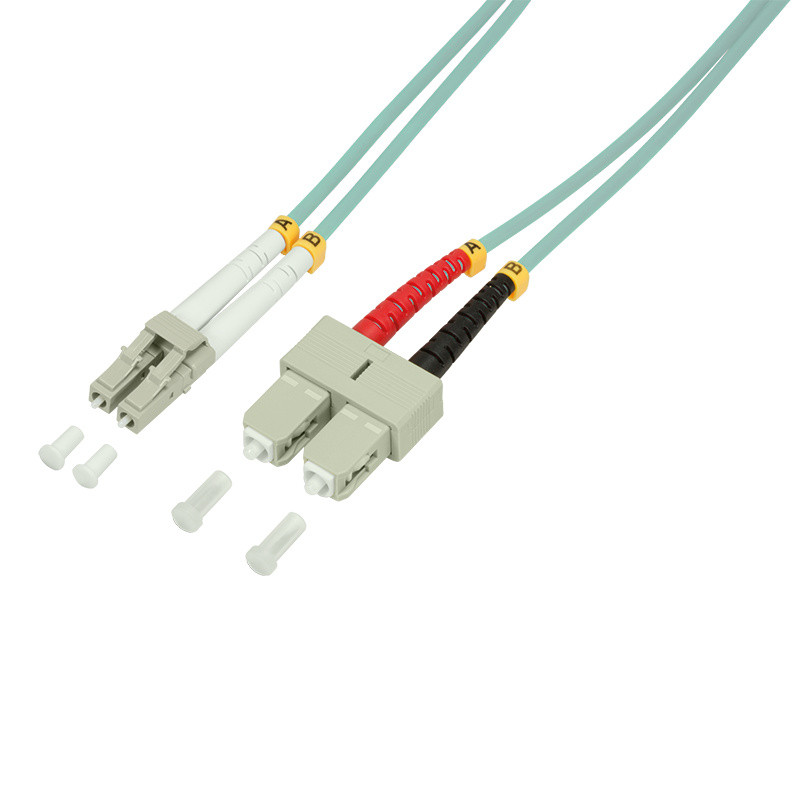 LogiLink Professioneel FP3LS00 Glasvezel Patchkabel LC-Duplex naar SC-Duplex OM3, 0,5 meter