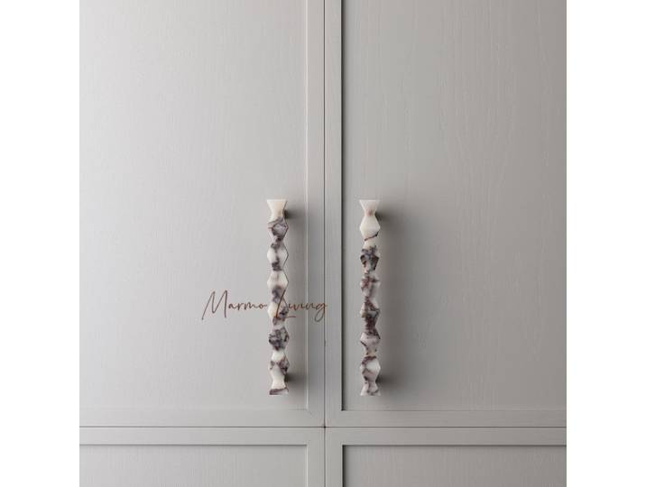 Poignée de porte géométrique en marbre naturel de luxe 100 %, forme unique, tirette de meuble en pierre, design artistique