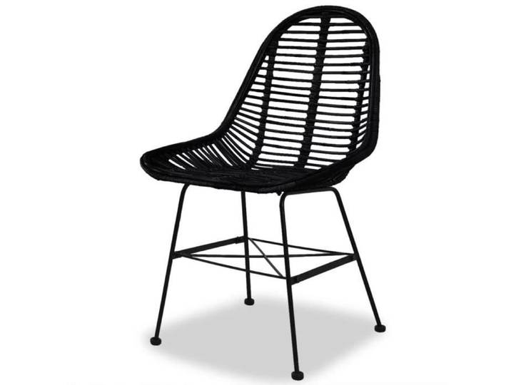Chaise de salle à manger - KAI - Rotin naturel - Noir - Lot de 2 - Ergonomique
