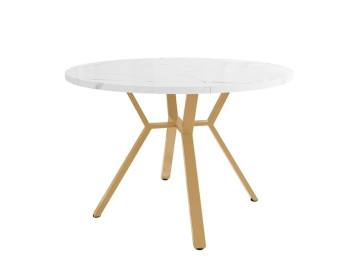 Table ronde marbre 100 cm, basexmétal, doré/blanc