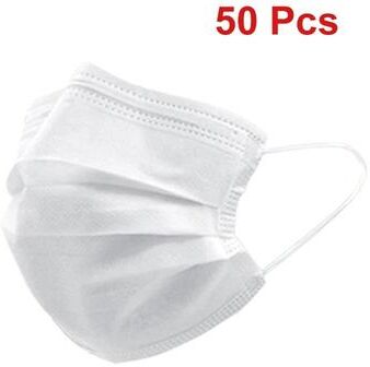 Uplifted Finds 3 Layer Disposable Black Face Mask With Earloops 50 Pcs White