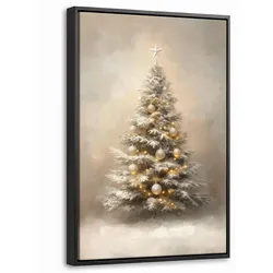 LEINWAND Bilder mit Rahmen - Weihnachten - Weihnachtsbaum - Schnee - Kunst - 20x30