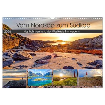 Vom Nordkap zum Südkap (Wandkalender 2026 DIN A3 quer), CALVENDO Monatskalender