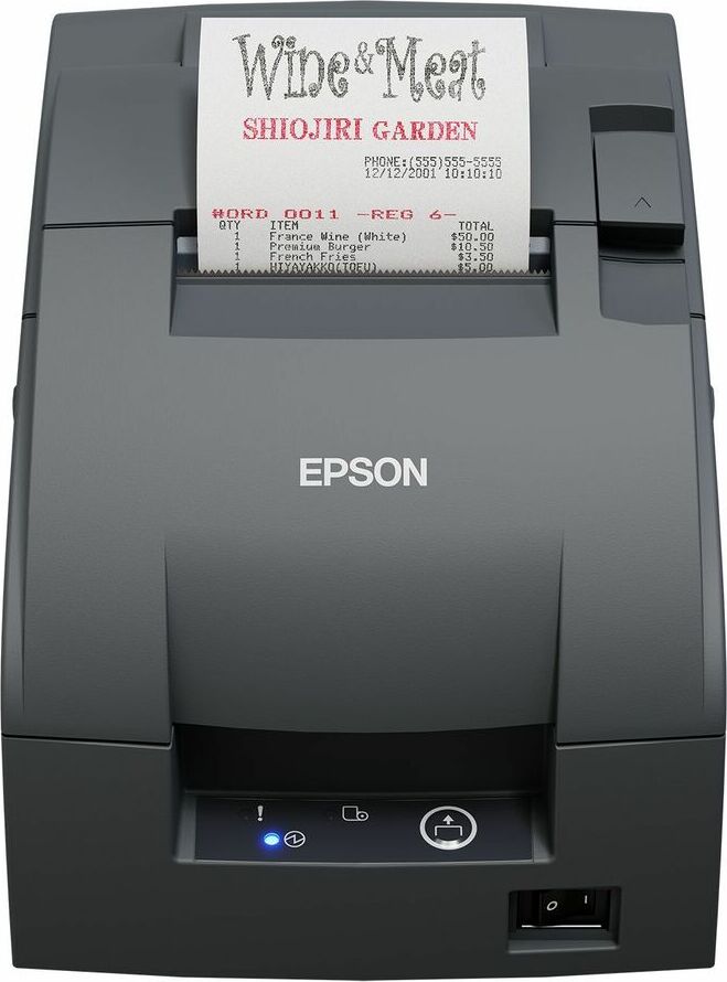 Epson TM-U220IIB (102P0): Parallel, PS, NE sensor, EDG, 16 Zeichen pro Zoll, Dunkles Grau, 20 KB, 64 dB, ESC/POS, Parallel