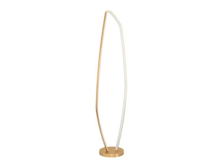 Lampadaire LED EGLO Vallerosa\, lampe design pour salon\, lampadaire courbé\, métal en laiton brossé\, blanc chaud\, 128\,5 cm