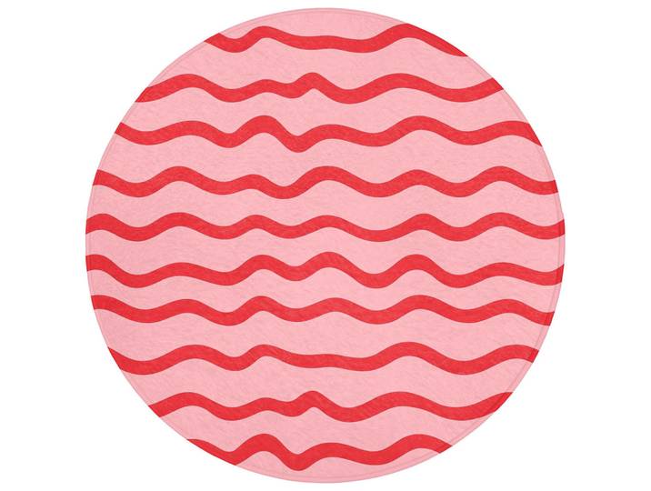 OnlyWow Badematte Verspielt - Muster - Rot Badvorleger 70x70 cm, Rosa, Füllung: Polyurethan (Pur), Rund, 70x70 cm, Heimtextilien, Badtextilien, Badematten
