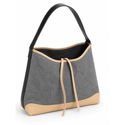 Schultertasche TONI & FRIENDS "Murnau", Damen, Gr. B/H/T: 36cm x 28cm x 13cm onesize, grau (schwarz), Leinen, Taschen Schultertasche, Leinen Stoff Tasche