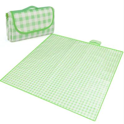 Uplifted Trends Portable Waterproof Picnic Blanket Foldable Beach Mat With Handle Red Checkered green