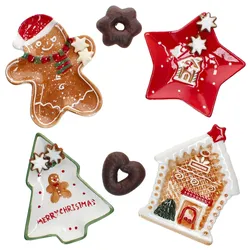 4tlg Keksteller Set Patisserie Weihnachten Tanne Stern Lebkuchenmann Haus Snack
