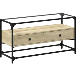 vidaXL TV-Schrank mit Glasplatte Sonoma-Eiche 98x35x51cm Holzwerkstoff