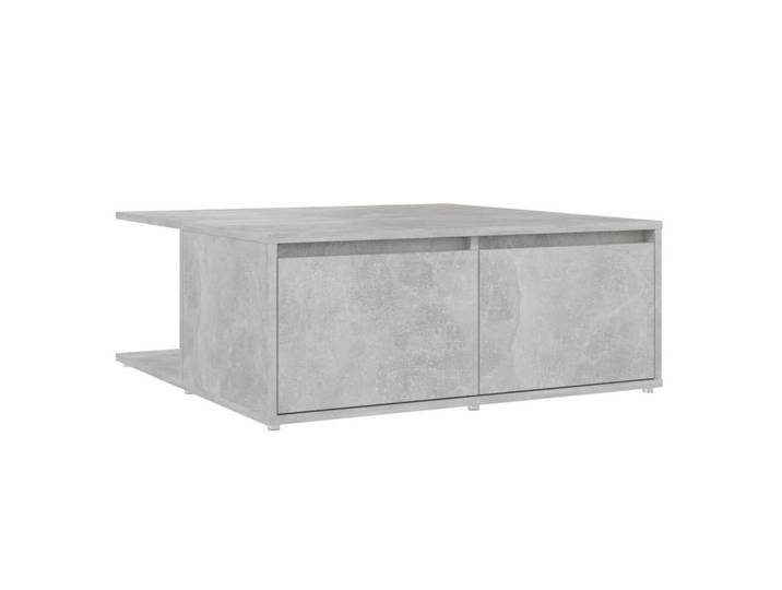 furnicato Couchtisch Schlichter 80x80x31 cm in Betongrau (1-St), Beistelltisch mit integrierten Staufächern und Schubladen für Wohnraum