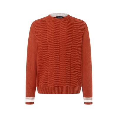 Strickpullover MAERZ MUENCHEN "Maerz Muenchen 461601 Strickpullover Herren Bekleidung", Herren, Gr. 58, orange, 100% Schurwolle, Rundhals, Pullover Strickpullover