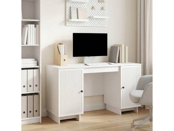 Bureau blanc brillant bois ingénierie 142 5x50x75 cm bureau finition laquée design épuré