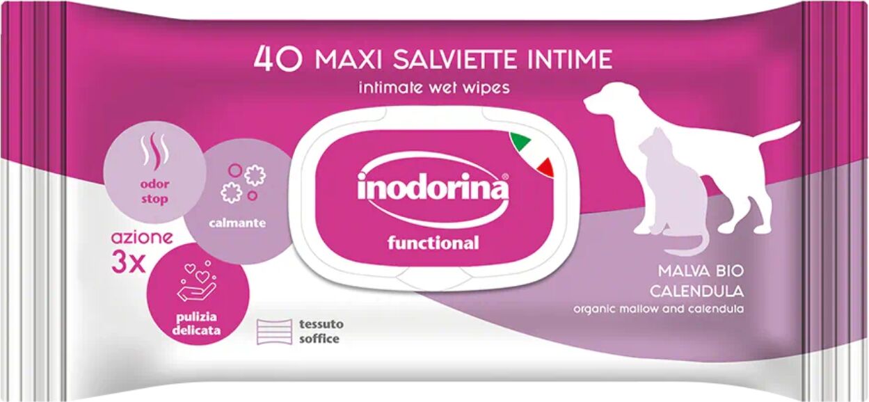 Inodorina Salviette Detergenti Umidificate per Igiene Intima di Cani e Gatti 40 pz