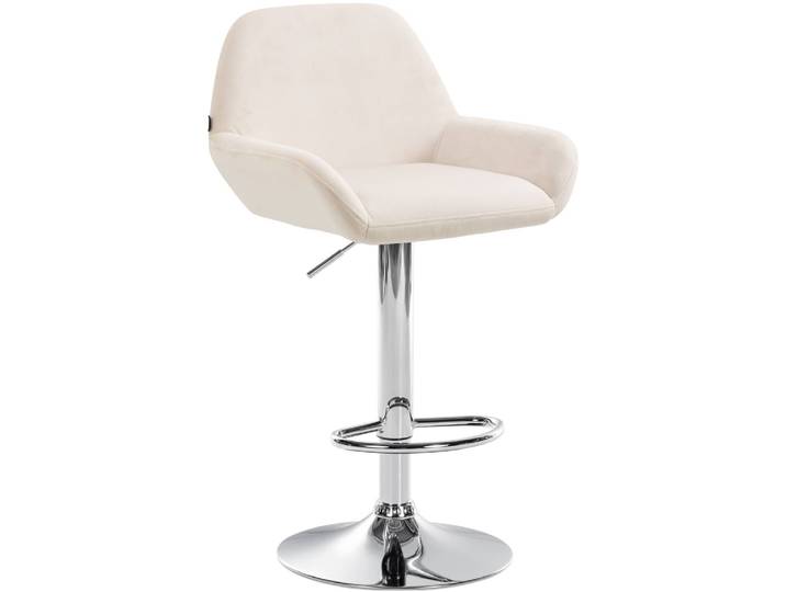 Tabouret de bar velours ajustable pivotant samt crème