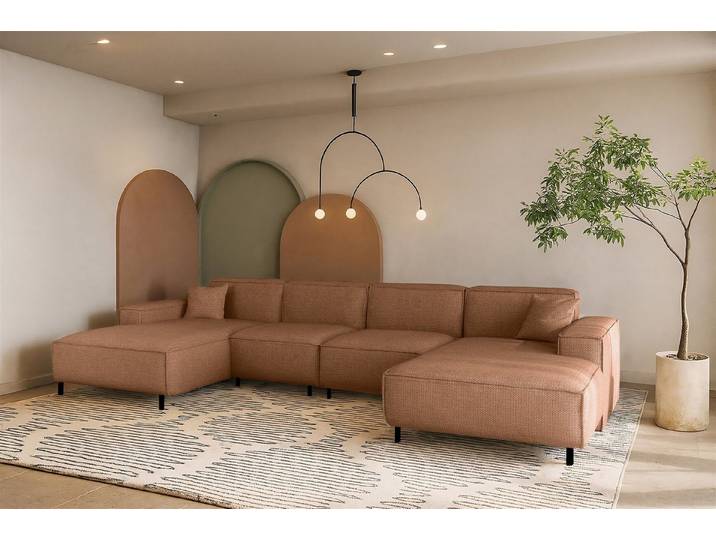 Fun Möbel Wohnlandschaft Designersofa FUN GEMA in Stoff, mit 2 Ottomanen, Rundumbezug