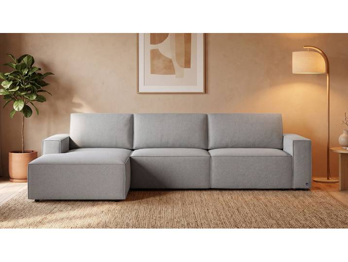 LOUNGE Ecksofa in Silber Grau von BRUNO Großzügig & seitlich ausklappbar