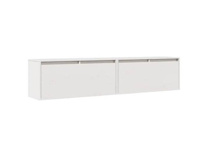 Helloshop26 2er Set Wandschränke Modernes Design Dekorative Aufbewahrung 80 x 30 x 35 cm Kiefer massiv weiß 02_0048075