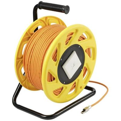 Renkforce RJ45 Netzwerk Kabeltrommel CAT 6a (Rohkabel CAT 7) S/FTP 90m Orange Halogenfrei