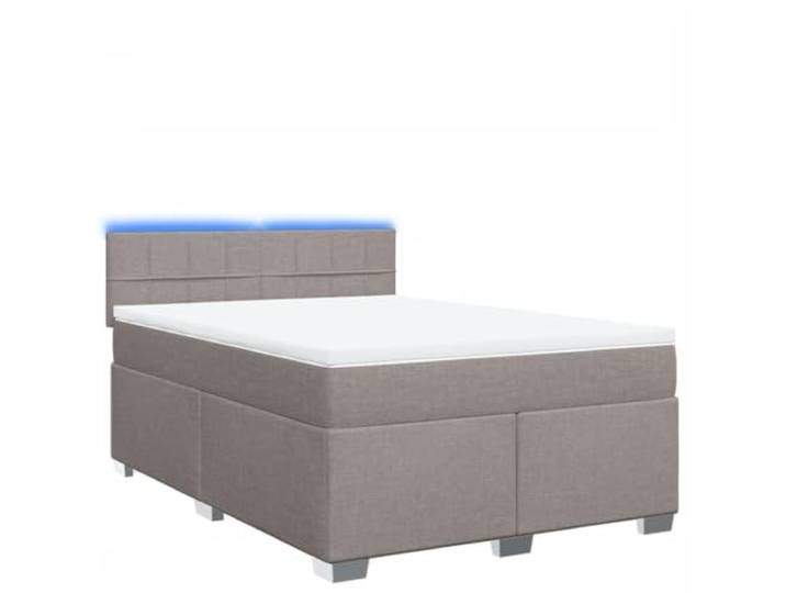 PUGYNBK Boxspringbett, 160 x 200 cm, mit Matratze, Taupe Dimmbare LED-Lichter, Taschenfedern, abnehmbarer Matratzenschoner, atmungsaktives Polyestergewebe