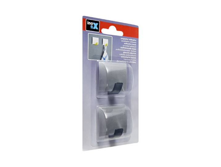 Inofix Klebehaken Quadrat Mattchrom 2 Stück
