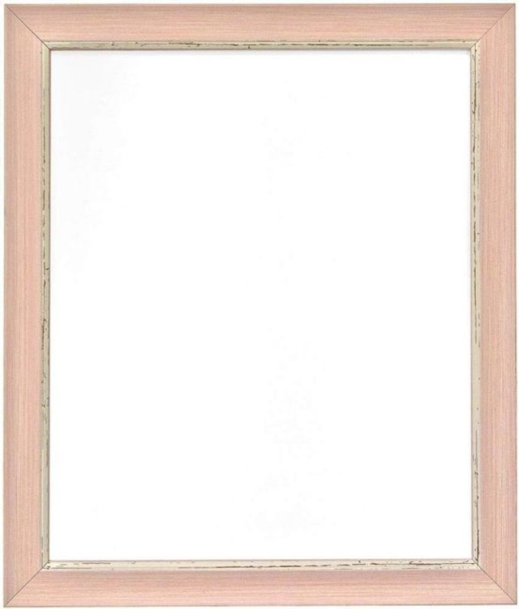 Vintage Roze Fotolijst met Glas in Distressed Hout-effect