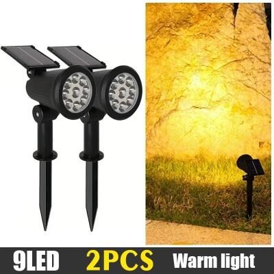 Uplifted Finds 9 LED Solar Outdoor Spotlights   IP65 Waterproof Adjustable Landscape Lighting warm Light 2 Pcs