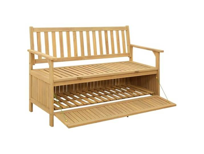 Keeushr Garten-Aufbewahrungsbank 2-Sitzer 120 x 63 x 84 cm Rechteckig Integrierter Stauraum unter Sitzfläche, Rückenlehne, pflegeleicht, wetterfest, Terrasse, Garten, Balkon