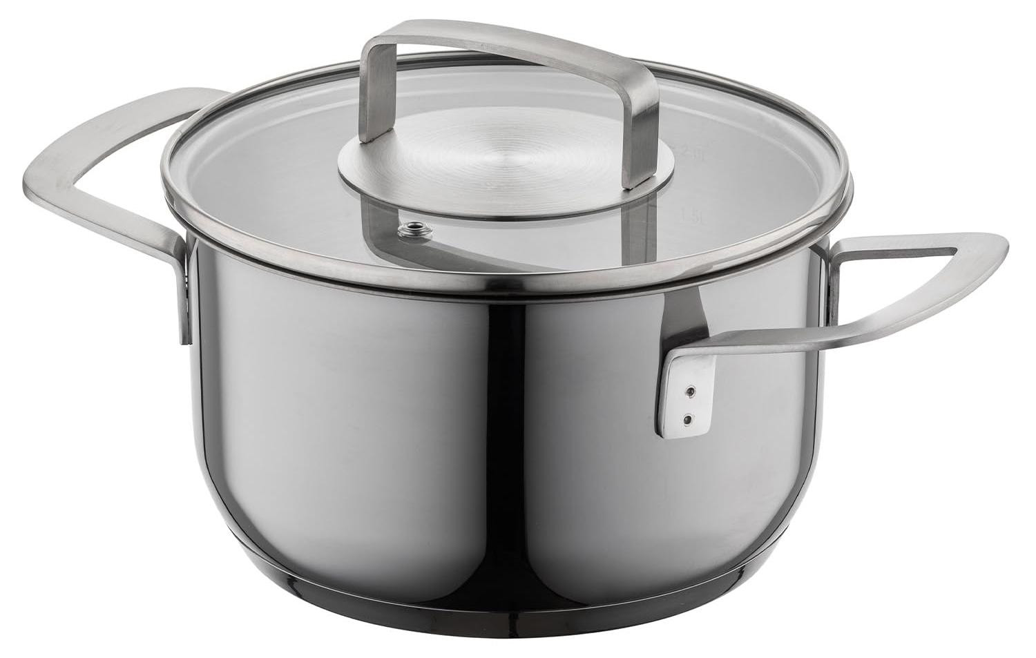 Florina Infinity RVS kookpan met glazen deksel, 2,2 liter, 18 cm diameter