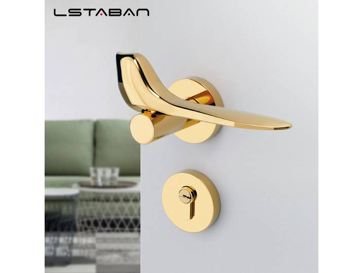 Ensemble de serrure de porte fendue minimaliste moderne Gold Bird, poignée de porte intérieure de chambre à coucher, quincaillerie de porte Foy avec corps de serrure