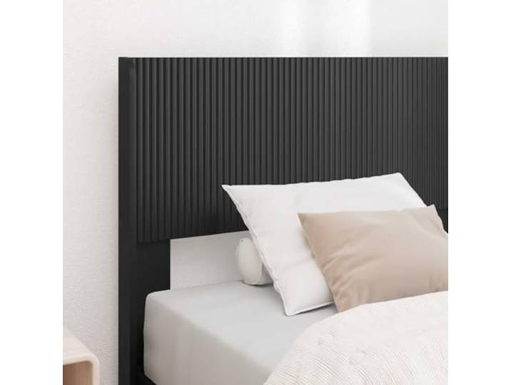 KTHLBRH Bett mit Stauraum, schwarz, 90 x 190 cm Technisches Holz, Lattenrost, modernes Design, mit Kopfteil