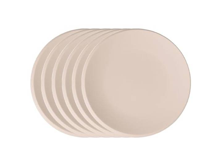 Villeroy & Boch NewMoon Beige Speiseteller 6er Set, 27 cm, Beiger Teller mit Halbmond-Tellerrand, Premium Porzellan
