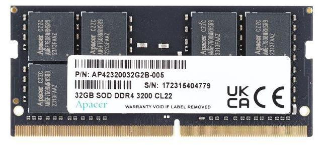 Apacer 16GB DDR4 SODIMM geheugen, 3200MHz, CL22, 1.2V (1x16GB)
