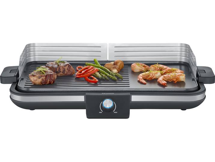 Tischgrill SEVERIN Plancha, PG 8564 , schwarz, B:40cm H:80cm T:61,2cm, Kontaktgrill_Standgrill_Tischgrill_Teppanyakigrill, Tischgrill, Nach wenigen Minuten kann der Grillspaß beginnen