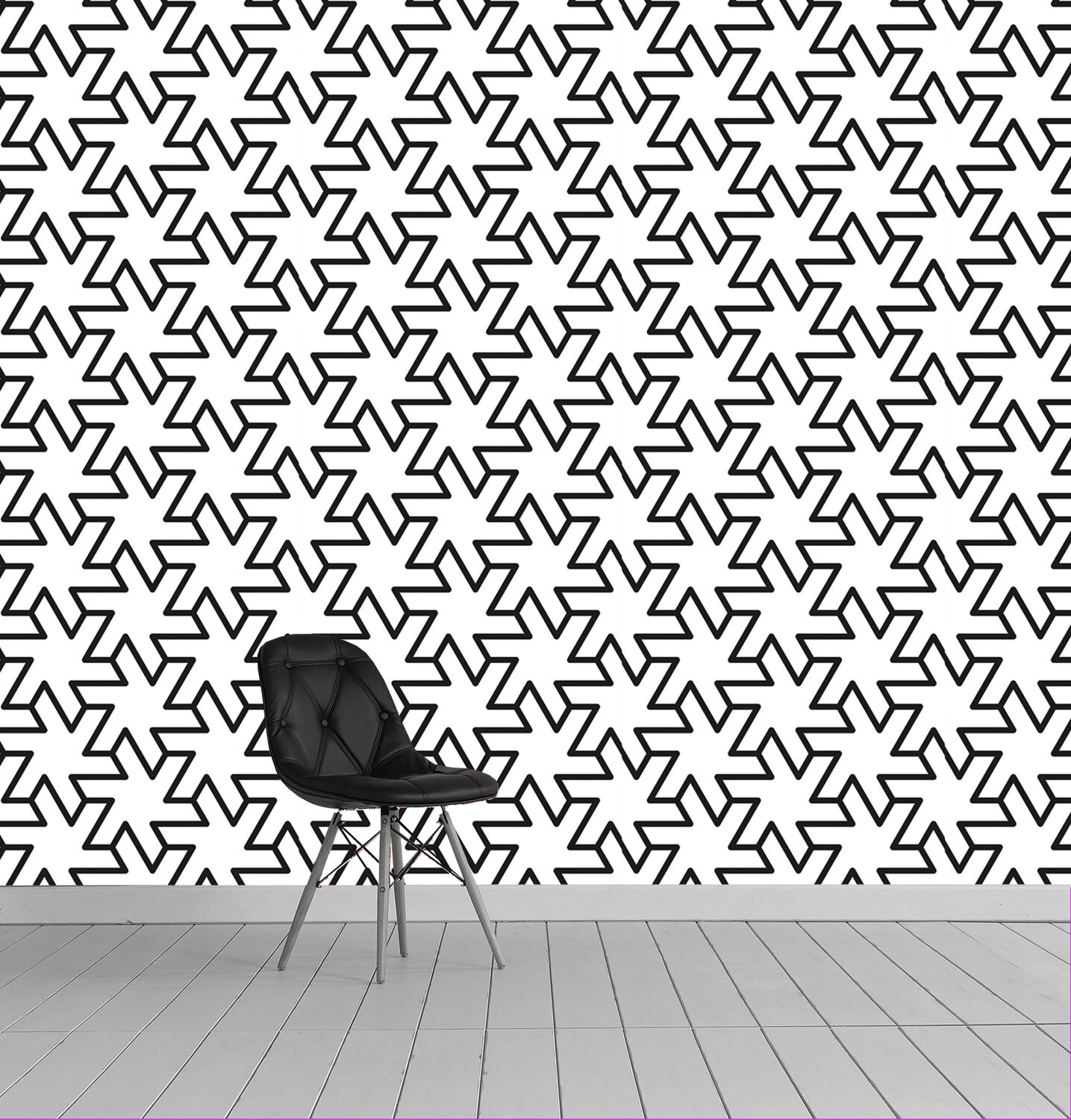 Vinyltapete QUEENCE "Yasmin", schwarz, B:0,9m L:2,5m, Vinyl, Tapeten, Vinyltapete, 90x250cm, selbstklebend, kinderleichte Anbringung,, Sticker schwarz B/L: 0,9m x 2,5m