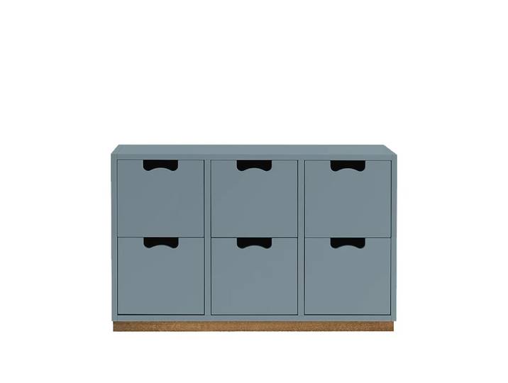 Asplund Snö B2 Kommode Nordic blue, Eichensockel