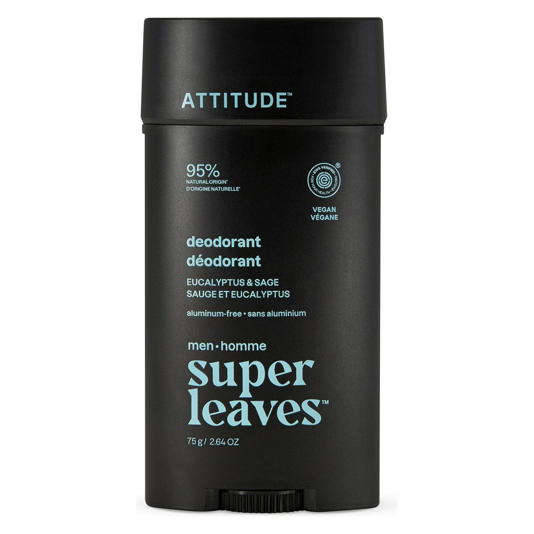 Attitude Natürliches Deodorant für Herren Super Leaves Eucalyptus & Sage (Deodorant) 75 g (Stick, 120 g) (62848752)